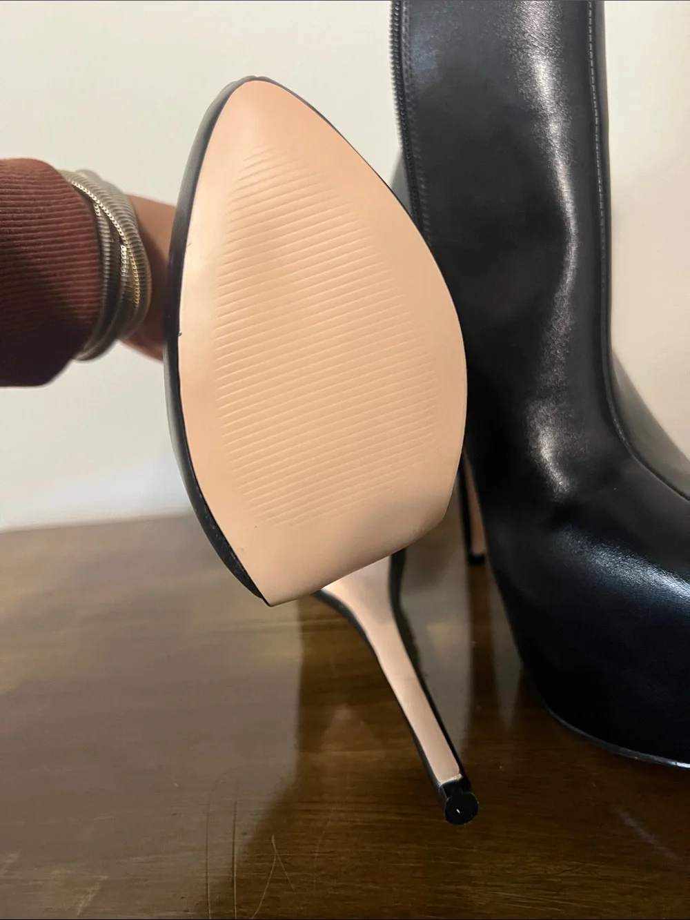 Black High Platform Ankle Boots with Stiletto Heel